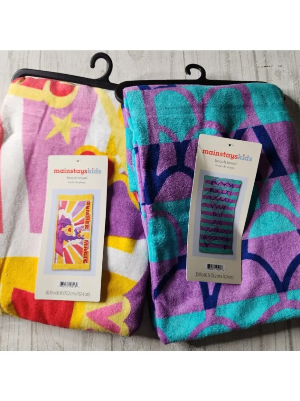Mainstays Kids Beach Towels Purple Blue Mermaid And Unicorn Summer Pool Towels